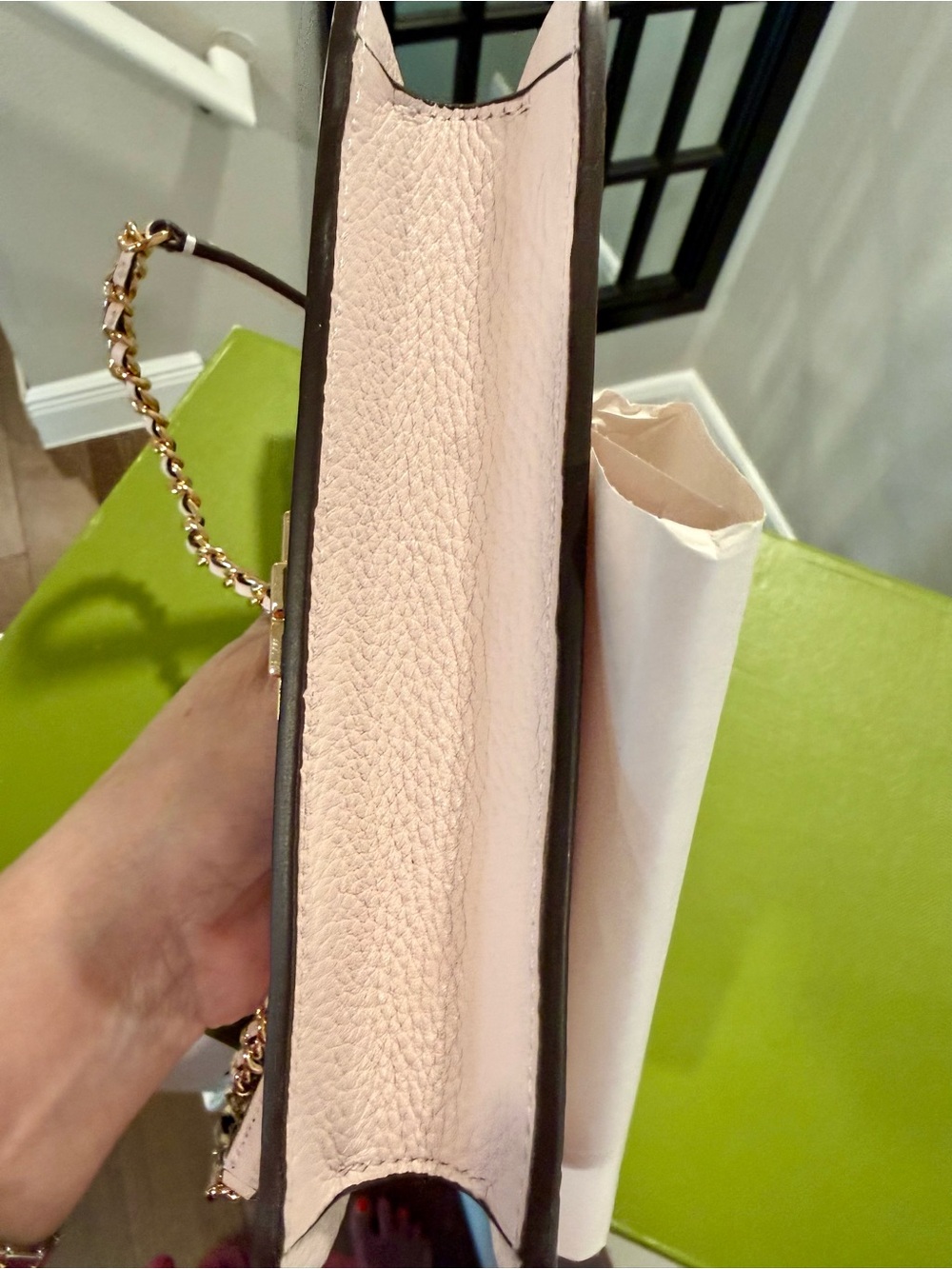 Tory Burch Blush Pebbled Leather Chain-Shoulder Crossbody with Gold Logo - Picture 12 of 12